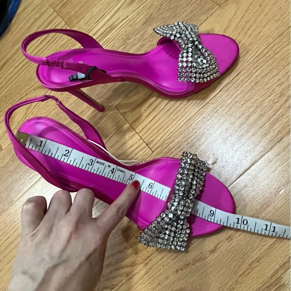 Zara Pink Rhinestone Bow Heels - Picture 10 of 12